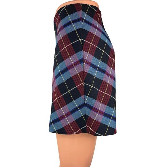 Zara Multicolor Plaid Checkered Straight Pencil Preppy School Girl Mini Skirt XS - Picture 2 of 4